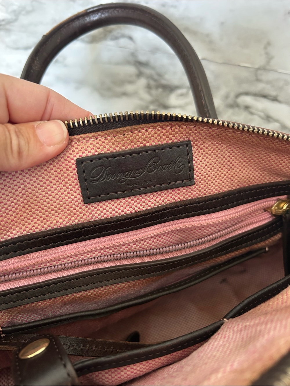 Dooney & Bourke | vintage Brown Pebbled Leather Satchel - Picture 9 of 16
